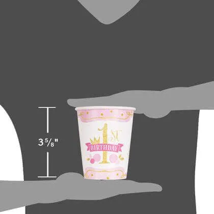 9oz Pink & Gold 1st Birthday Paper Cup (8ct)