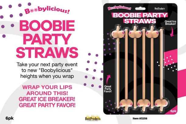 Add a Playful Twist to Your Party with Boobie Straws Flesh Beige - 6 Pack