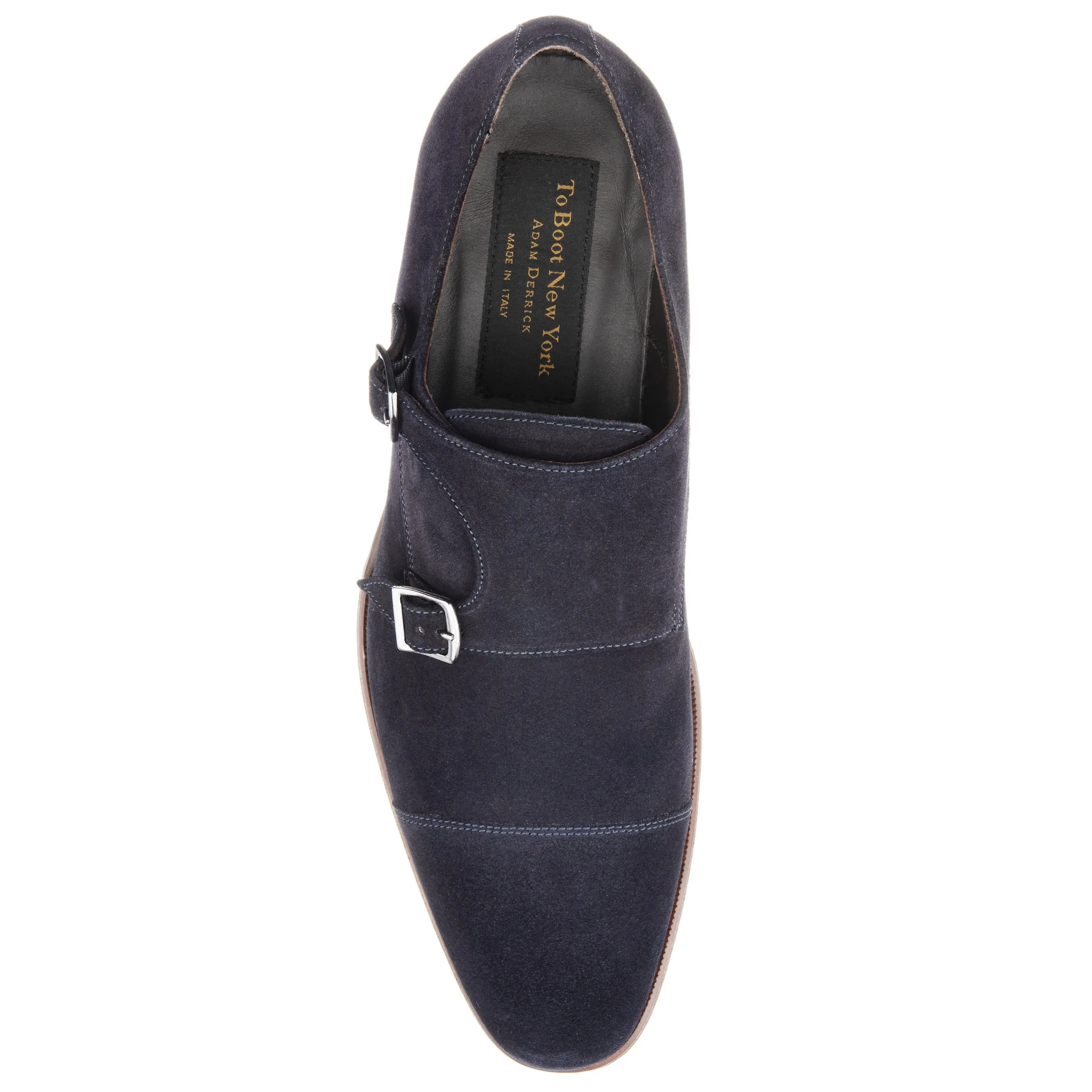 Addison Navy Blue Suede Double Buckle Monkstrap