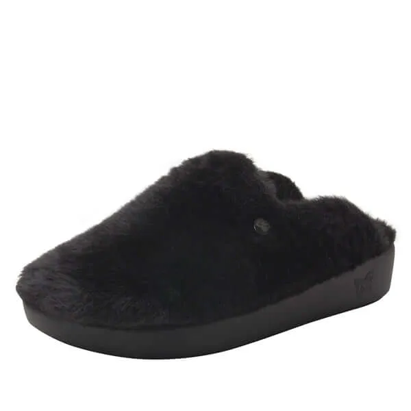 Alegria Womens Leisurelee Open Back Moccasins - Black