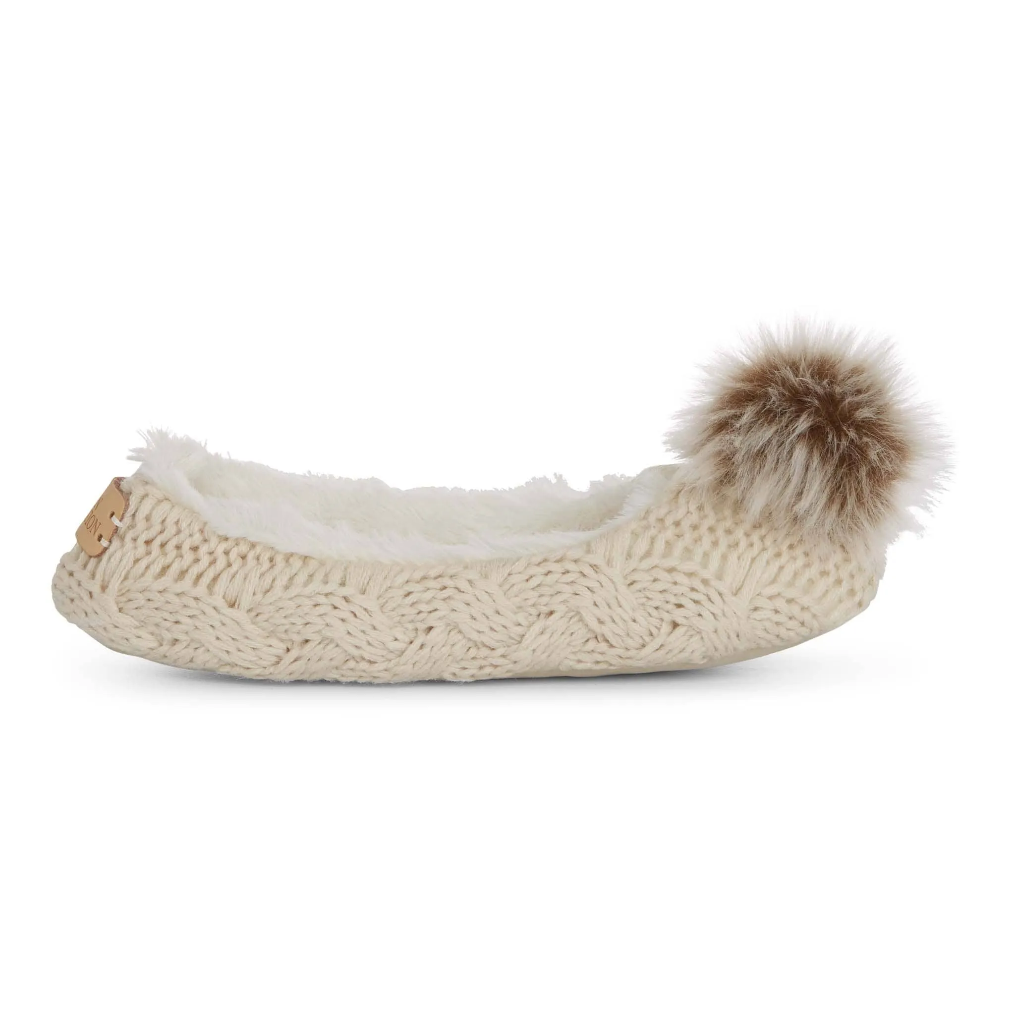 Aran Cable Pom Pom Ballerina Slipper