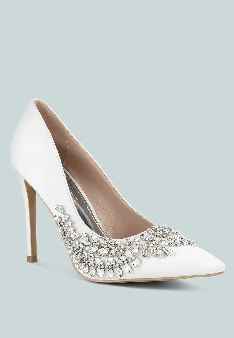 Ashlyn Rhinestones Embellished Satin Stiletto Pumps