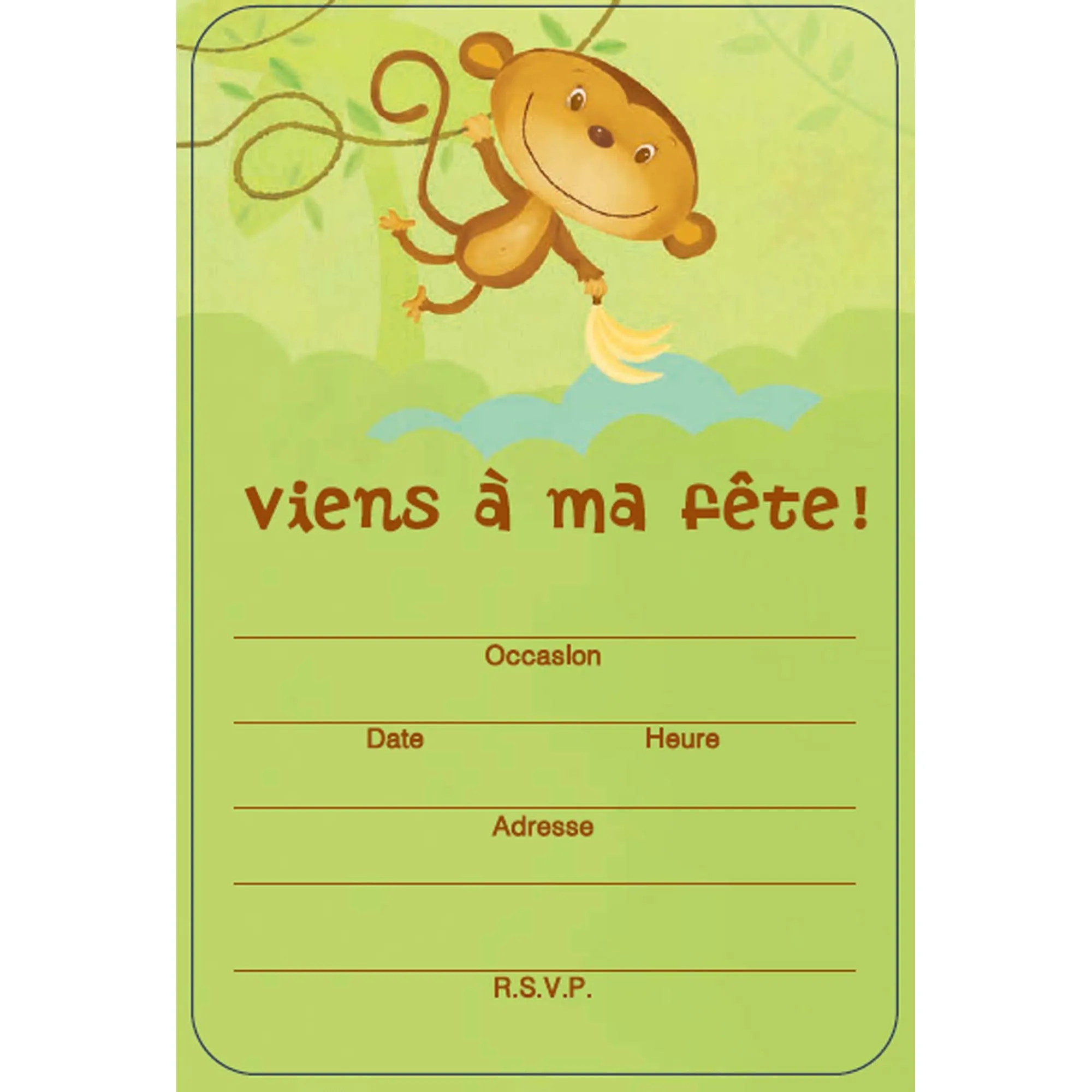 Baby Birthday Party Monkey Invitation Cards, 10 Count