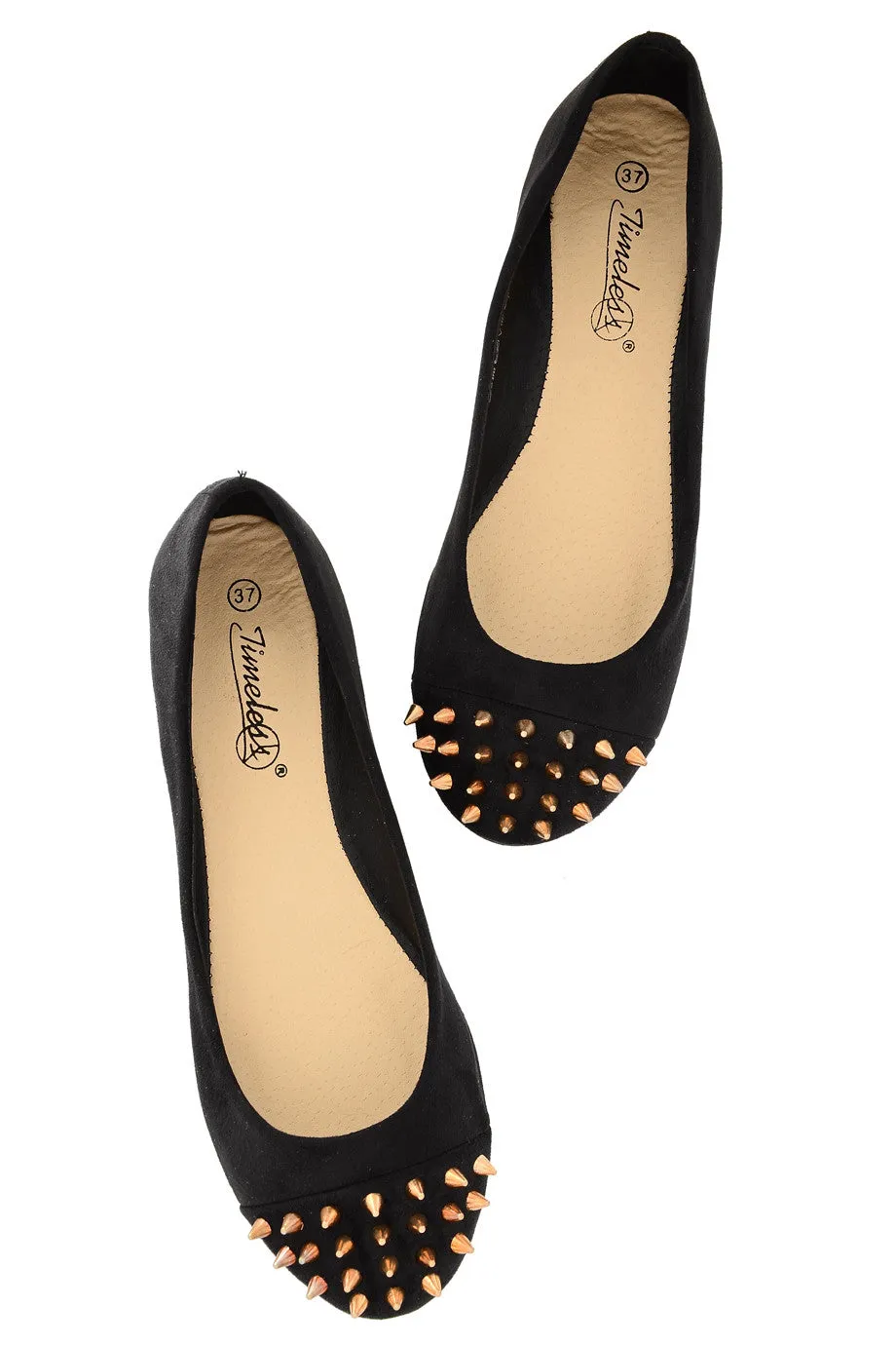 BATILDA Black Studded Ballerinas