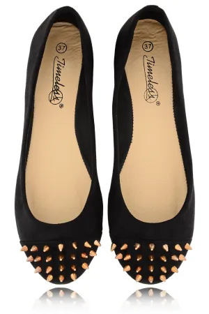 BATILDA Black Studded Ballerinas