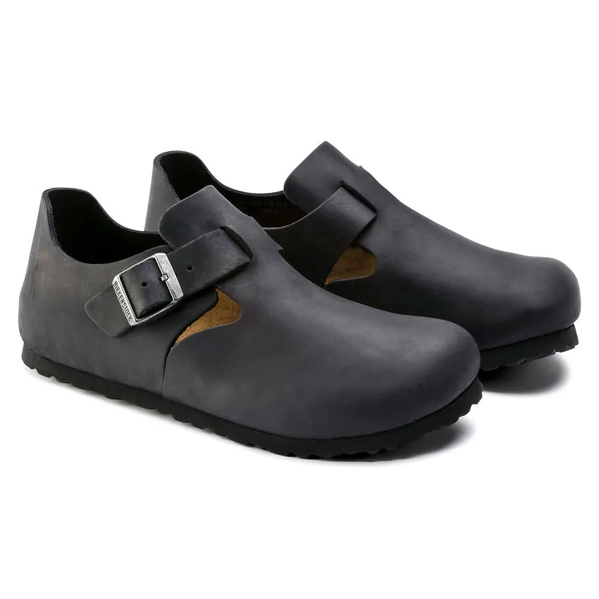 Birkenstock UNISEX London Oiled Leather (Black - Wide Fit)