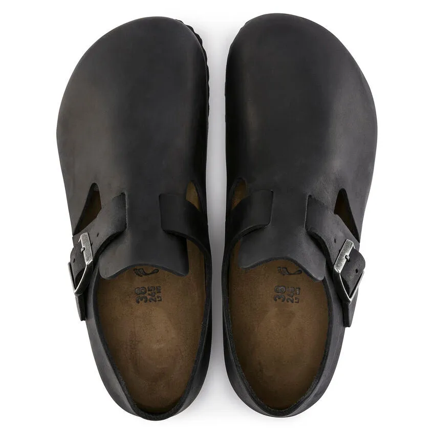 Birkenstock UNISEX London Oiled Leather (Black - Wide Fit)