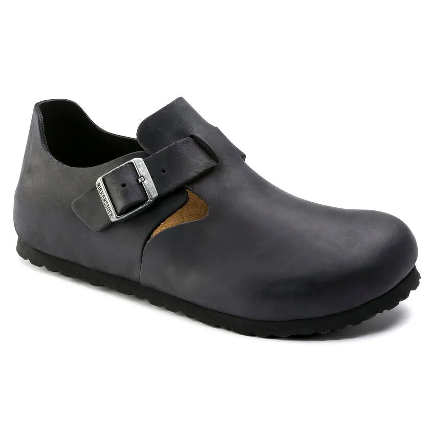 Birkenstock UNISEX London Oiled Leather (Black - Wide Fit)