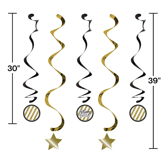 Black & Gold Dizzy Danglers (5/Pkg)