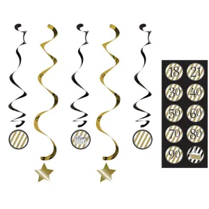 Black & Gold Dizzy Danglers (5/Pkg)