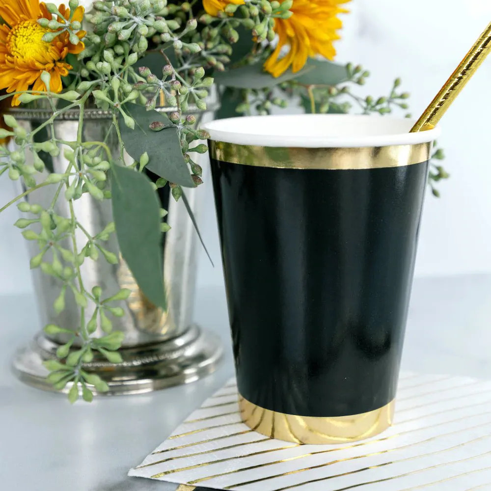 BLACK & GOLD PARTY CUPS