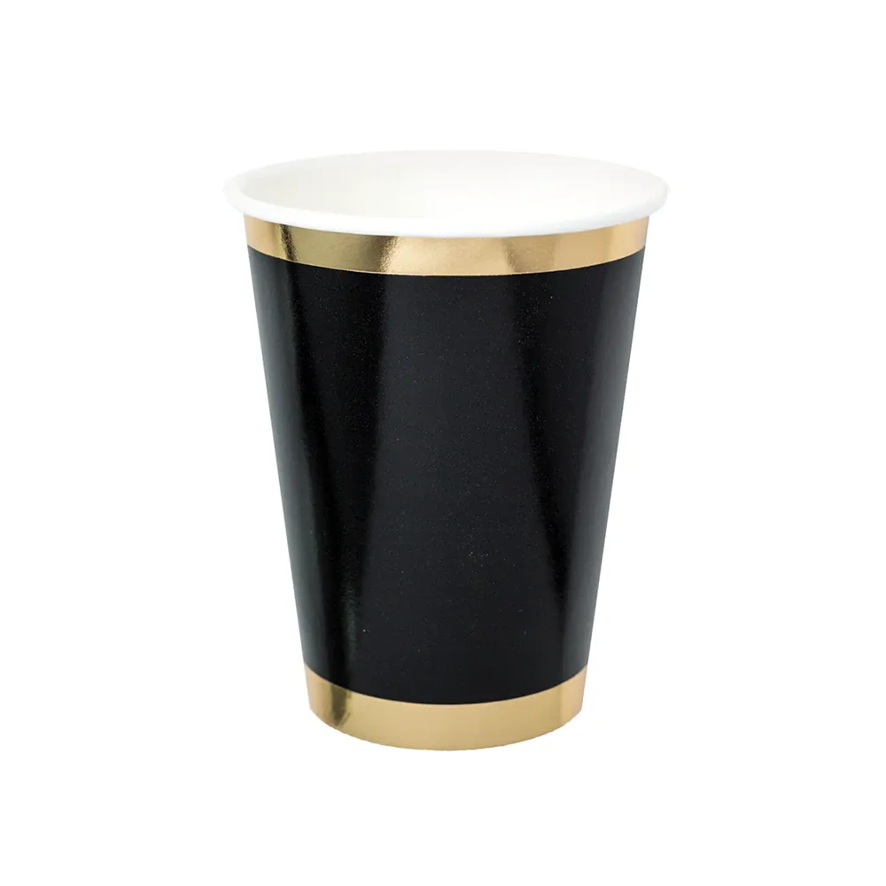 BLACK & GOLD PARTY CUPS