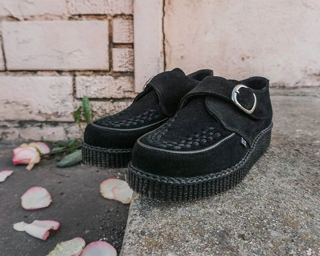 Black Suede Monk Buckle Viva II Creeper