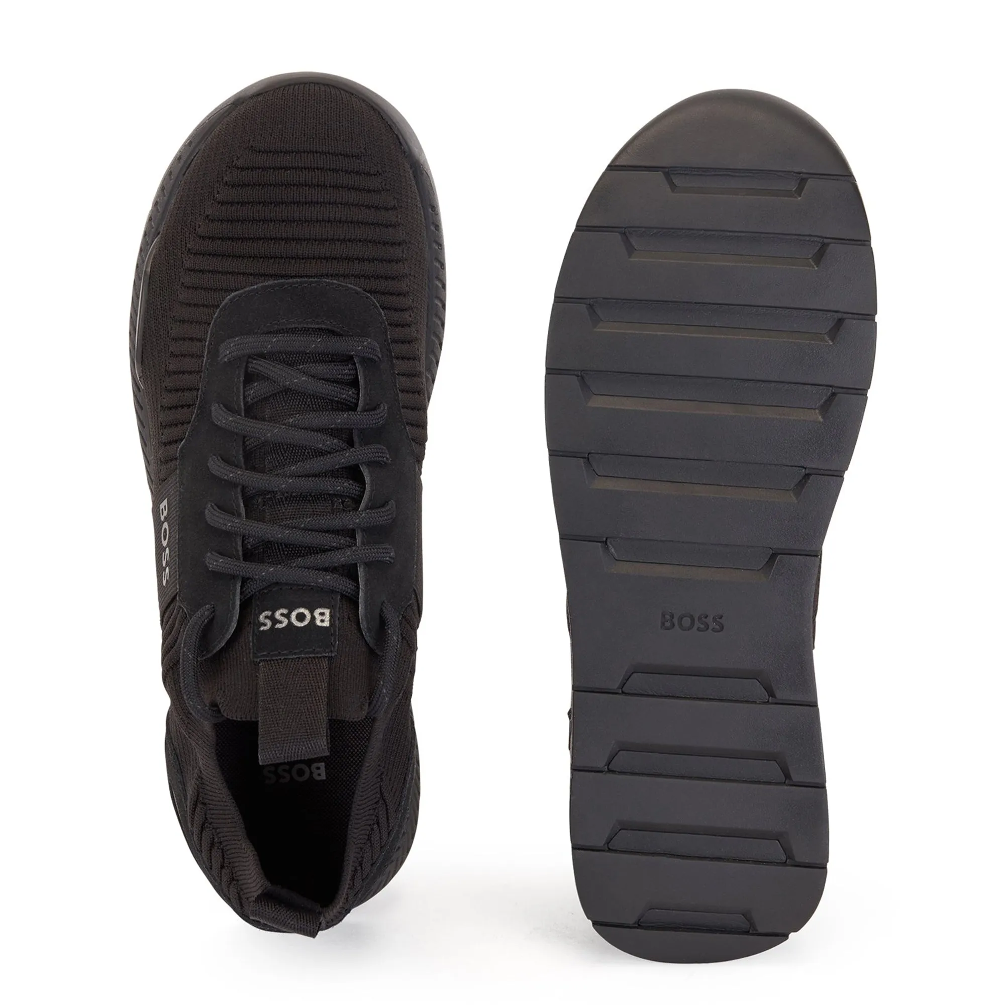 Boss Titanium Knit Runner KNSTA Trainers  - Black/Black