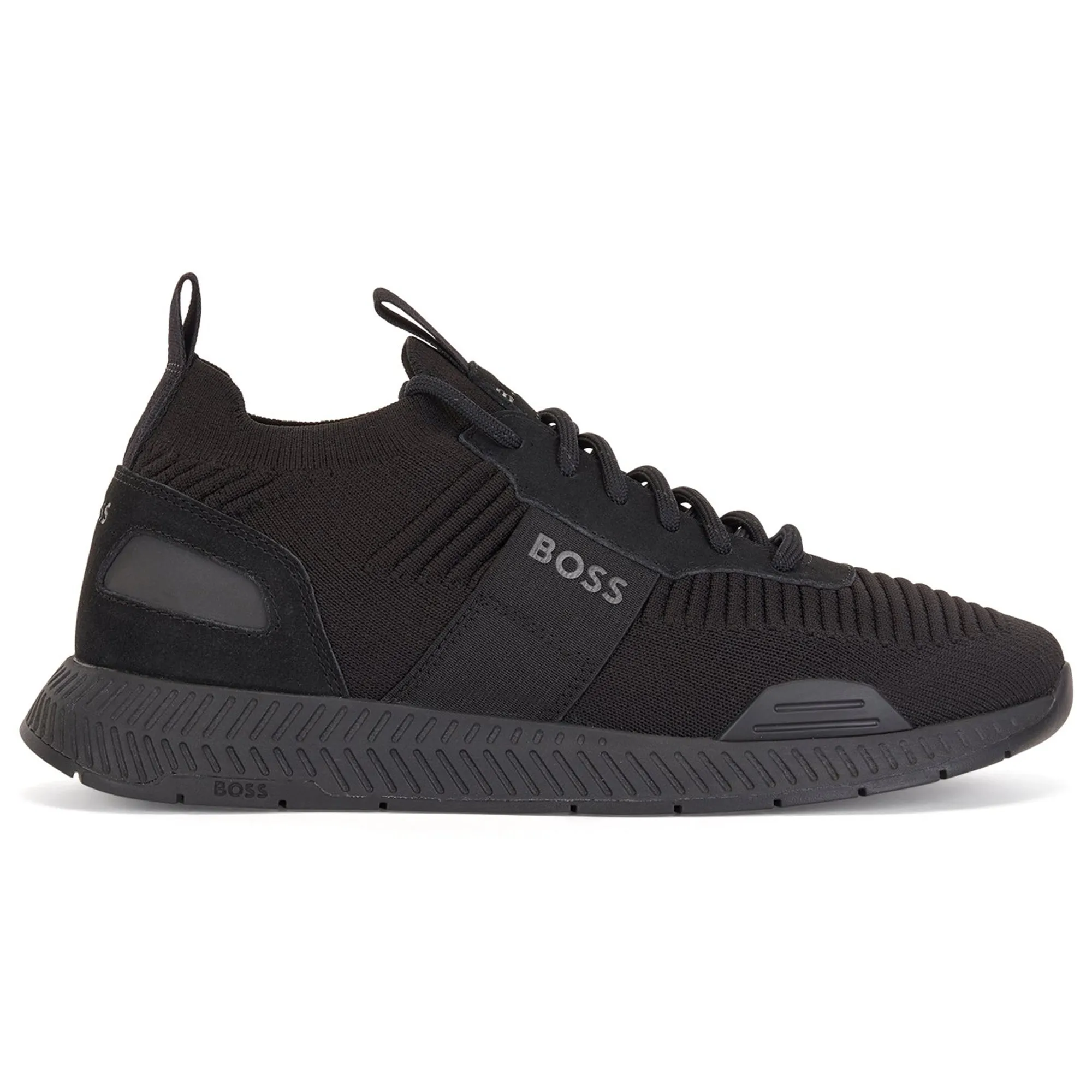 Boss Titanium Knit Runner KNSTA Trainers  - Black/Black