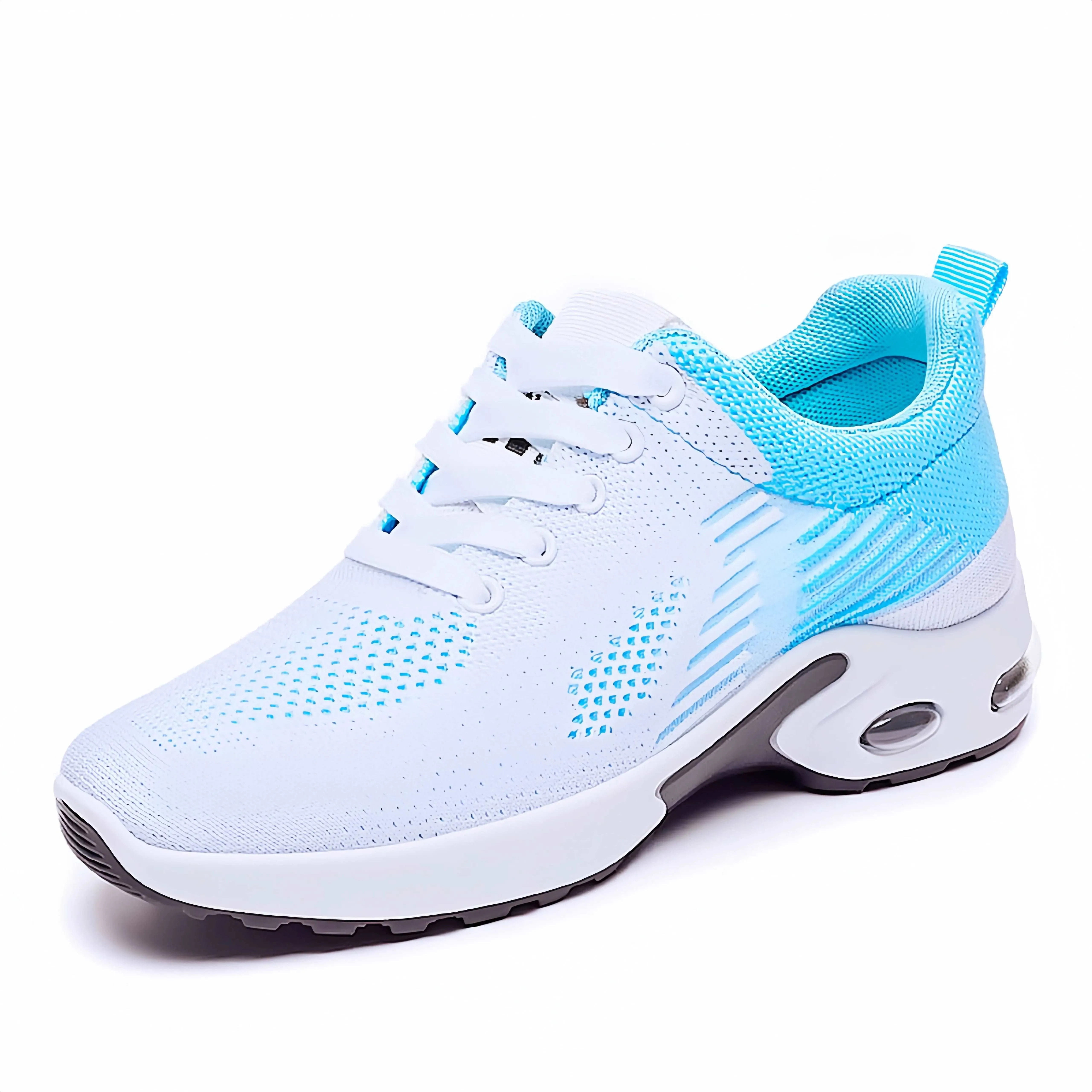 Breathable Lace-up Women's Running Shoes, Air Cushion Lightweight Mesh Athletic Sneakers