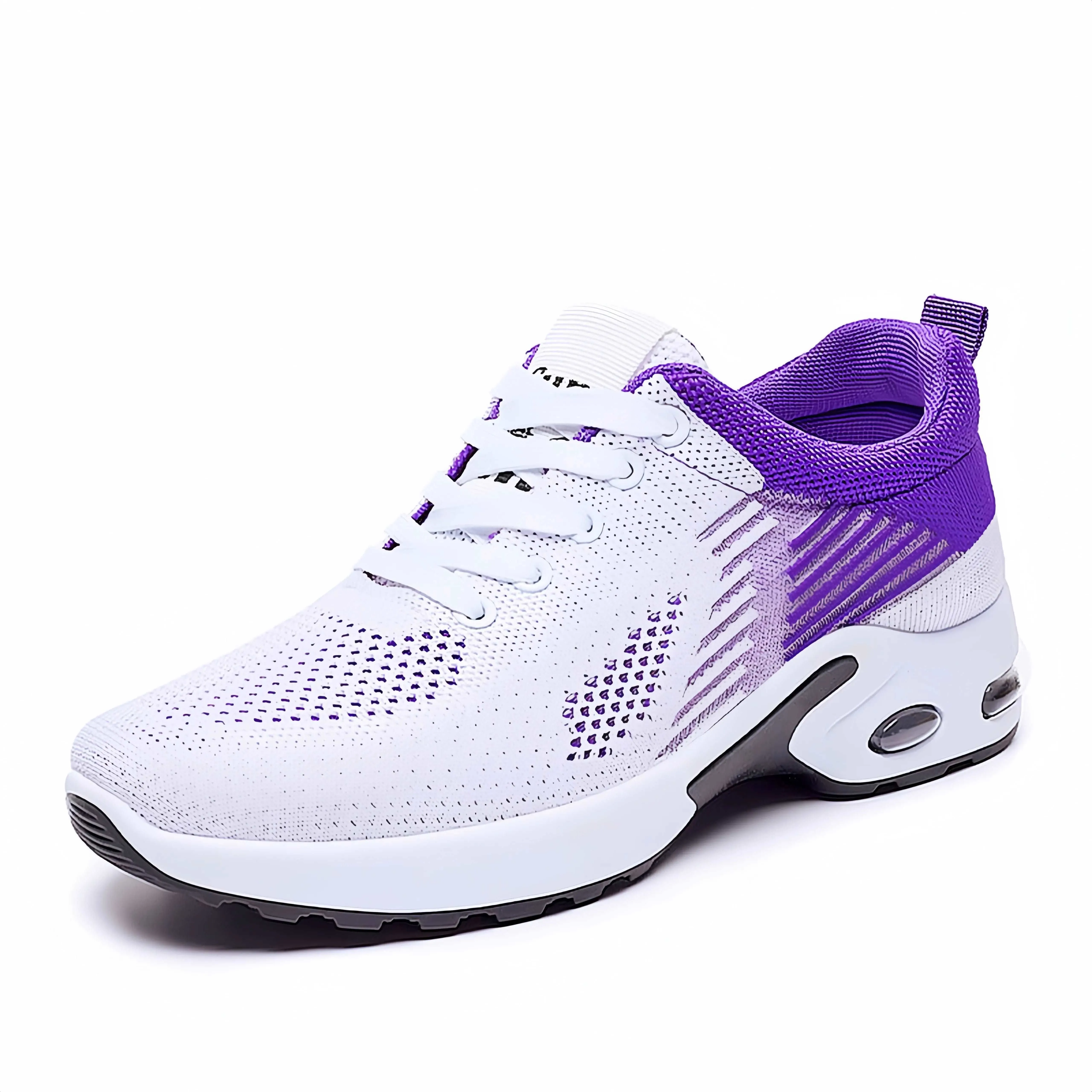 Breathable Lace-up Women's Running Shoes, Air Cushion Lightweight Mesh Athletic Sneakers