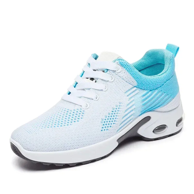 Breathable Lace-up Women's Running Shoes, Air Cushion Lightweight Mesh Athletic Sneakers