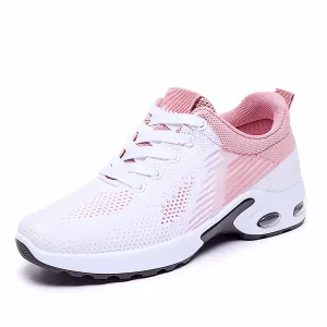 Breathable Lace-up Women's Running Shoes, Air Cushion Lightweight Mesh Athletic Sneakers