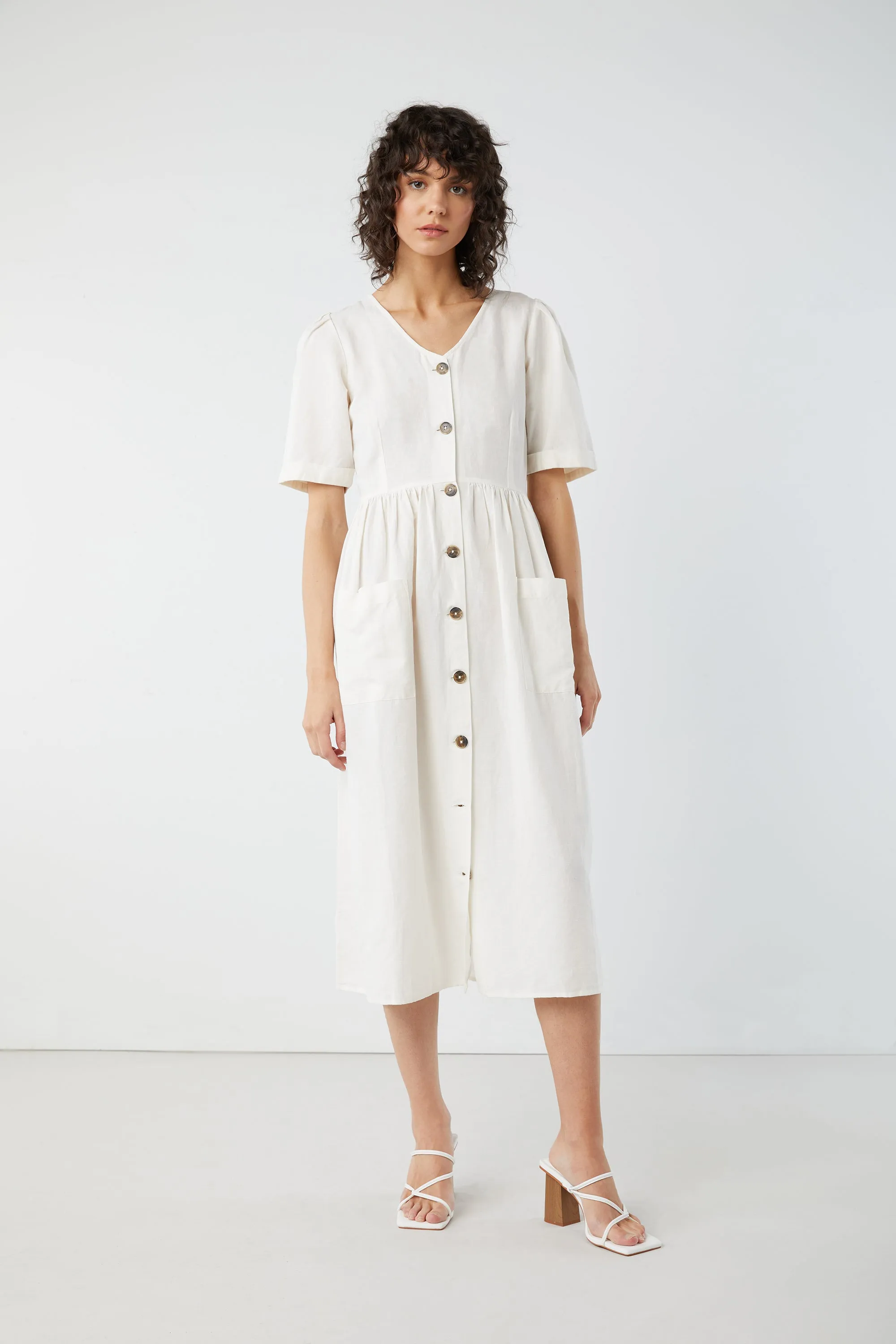 BUTTON UP MIDI DRESS