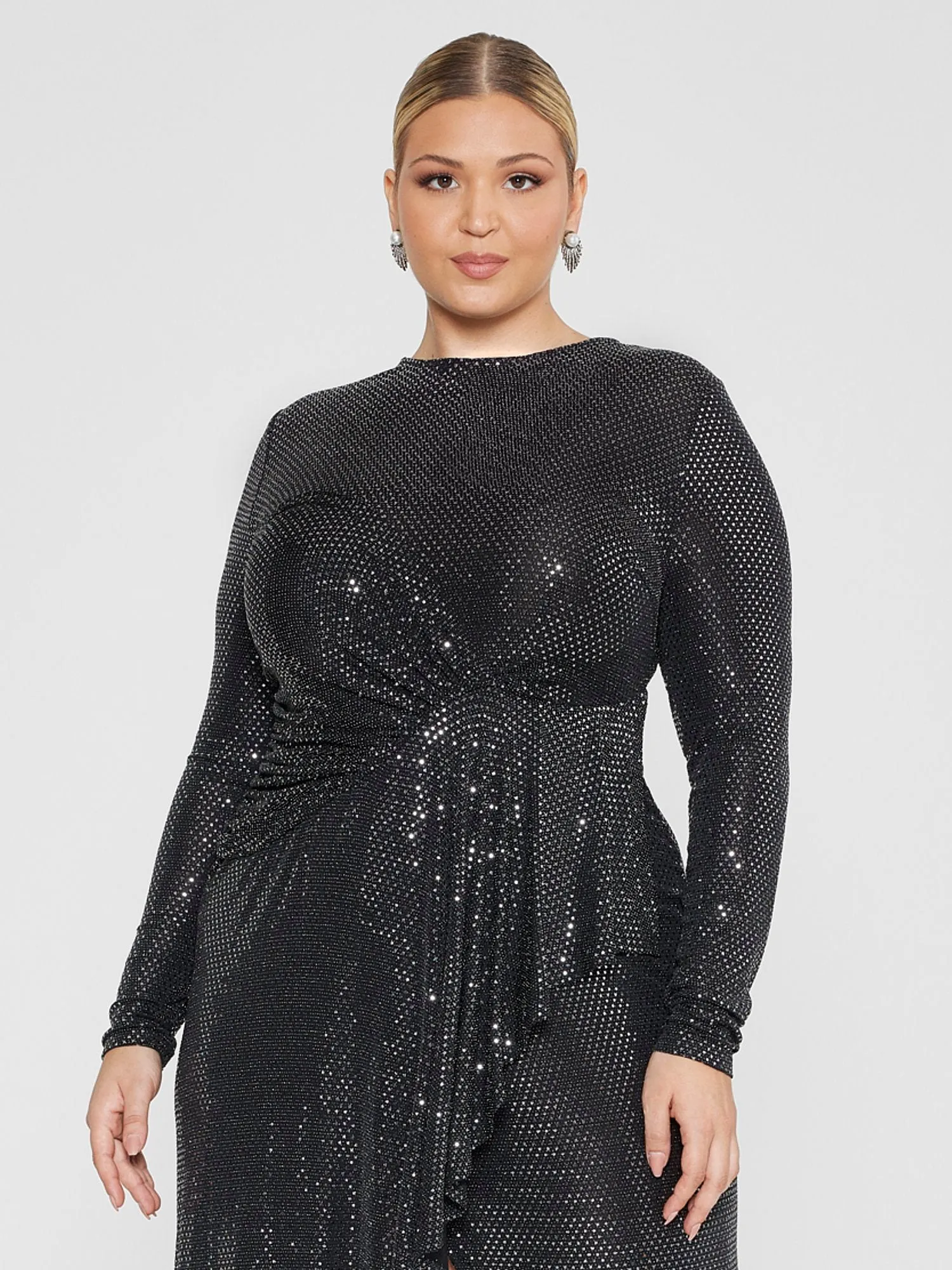 Christine Shimmer Hi-Lo Ruched Dress