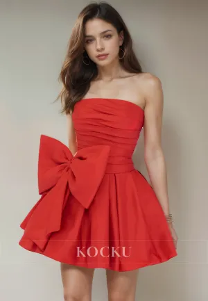 Classic & Timeless Off-Shoulder Sleeveless Ruched Bowknot Party Homecoming Dress