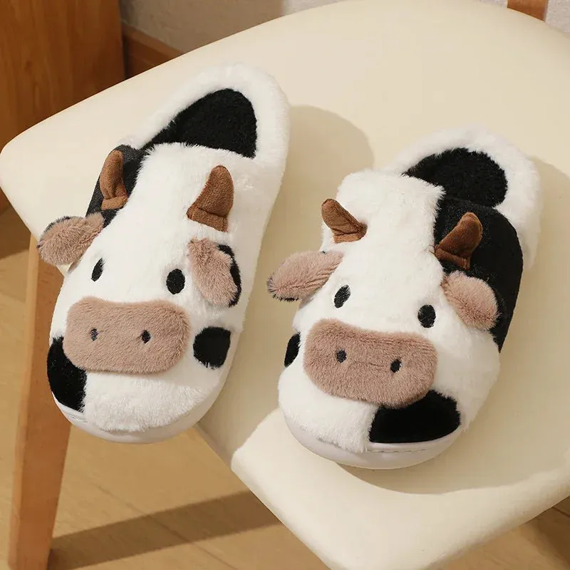 Cow Slippers - Cow Animal Slippers - Fluffy Cow slippers