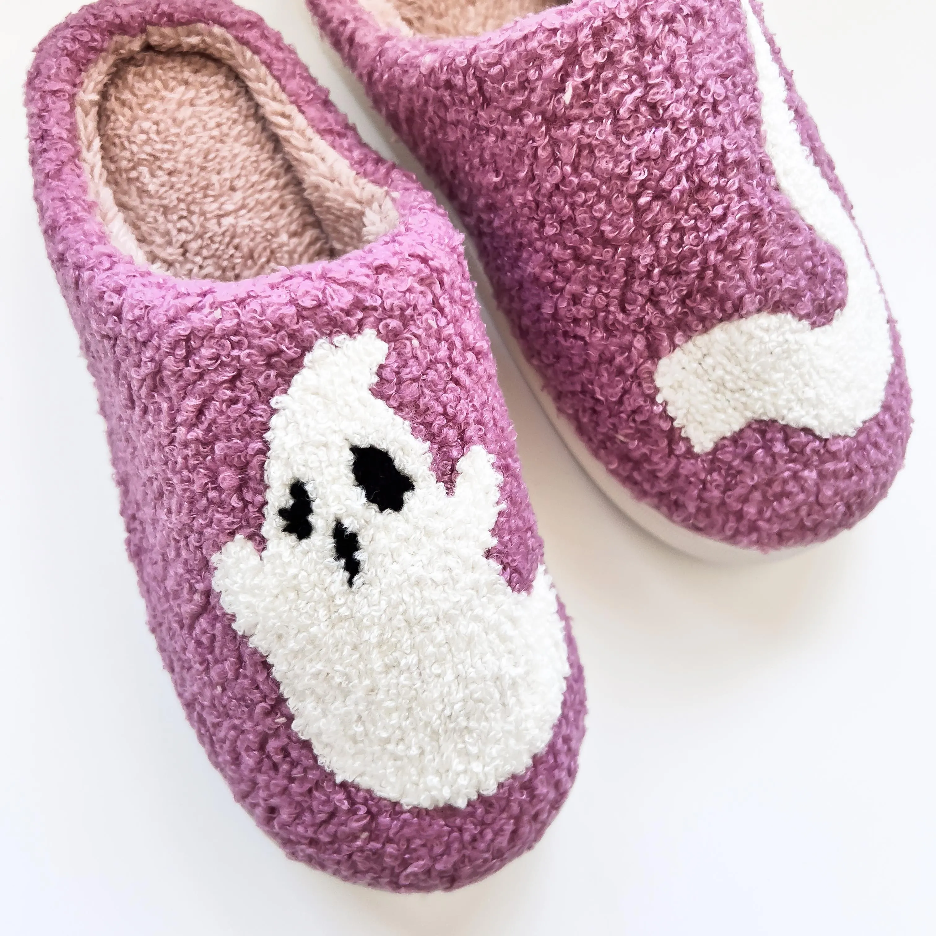 Cozy Ghost Slippers - Purple | Plush House Shoes | Cute & Comfy Footwear