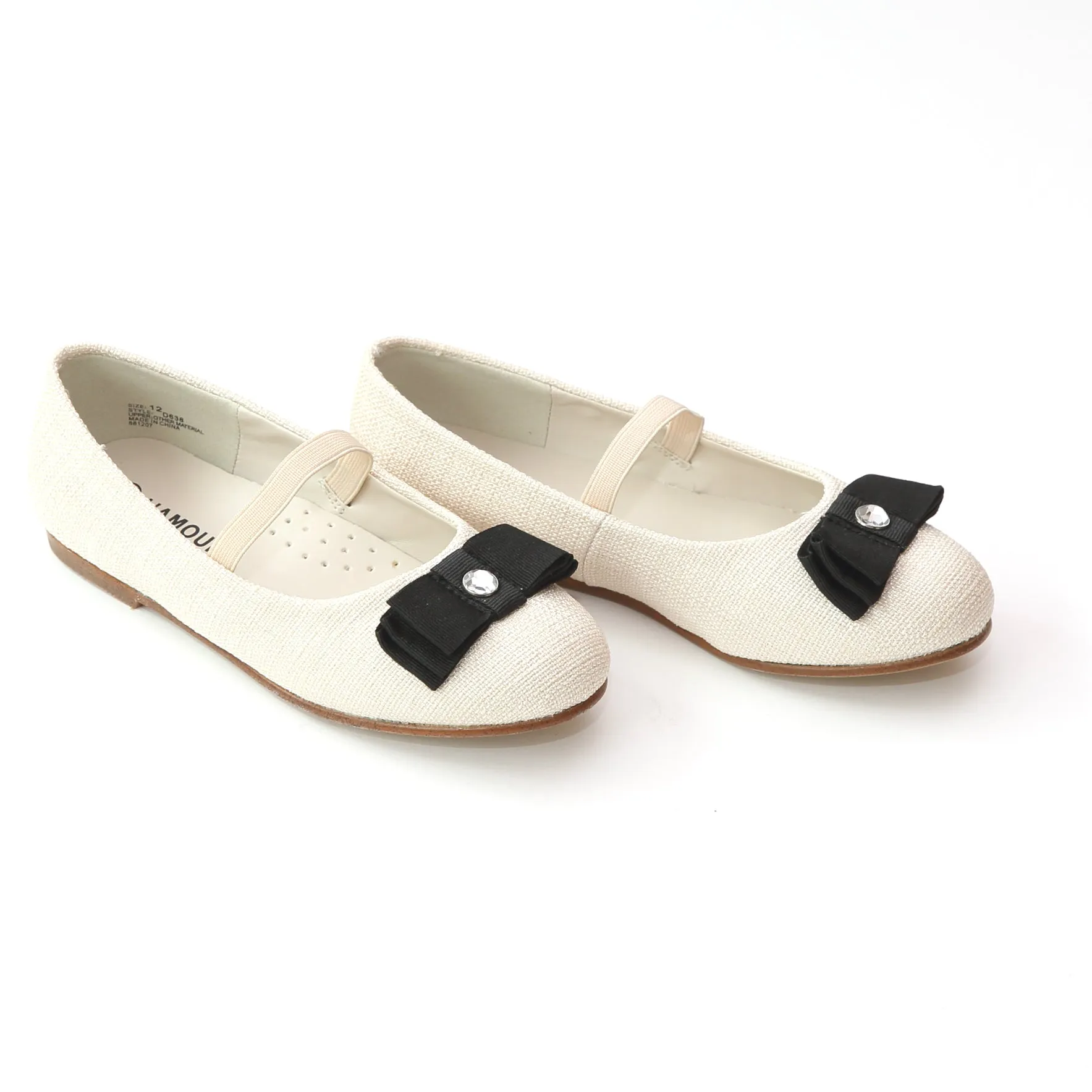 FINAL SALE - L'Amour Girls D638 Natural Linen Ballet Flats