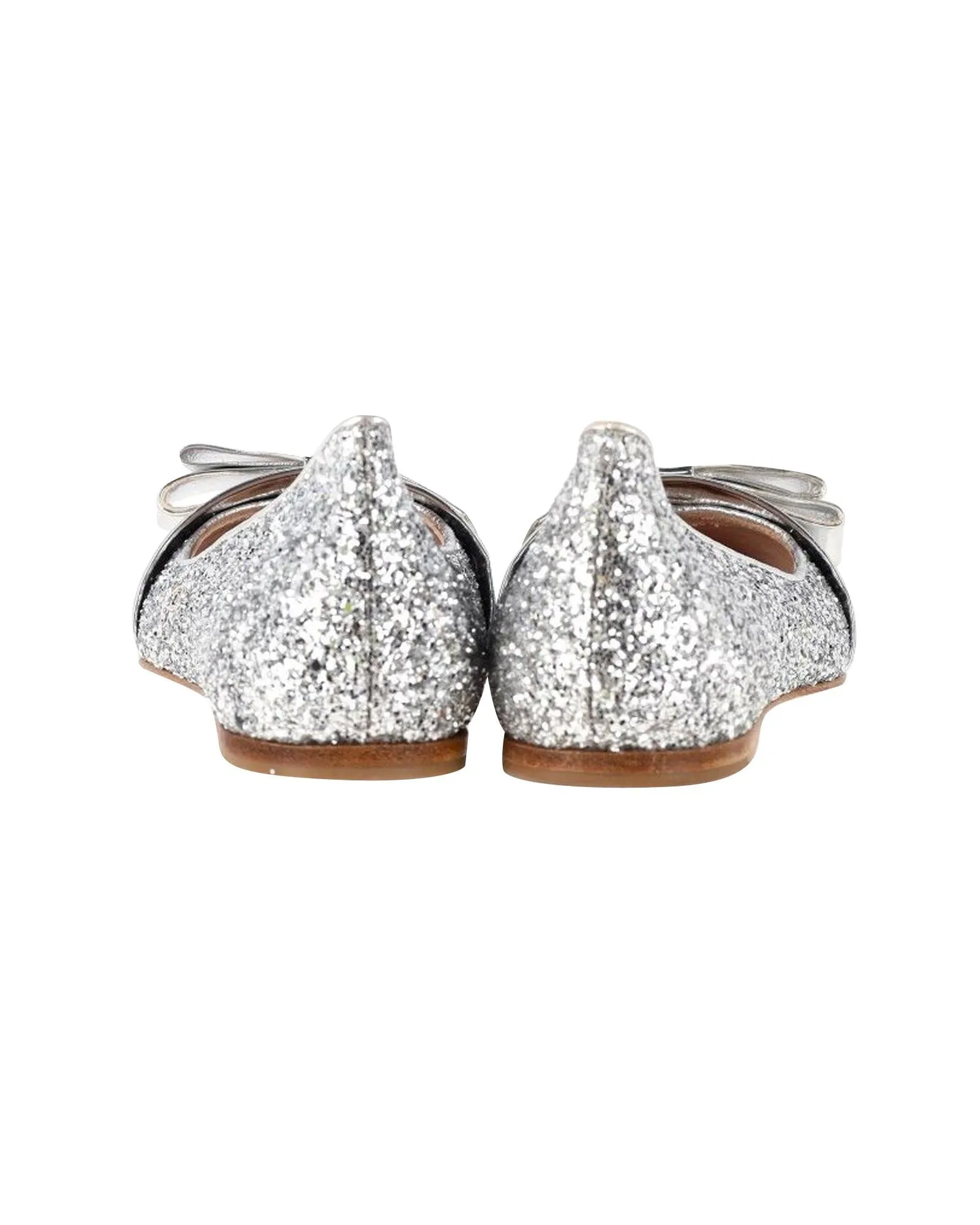 Glitter Bow Ballet Flats with Slip-On Style