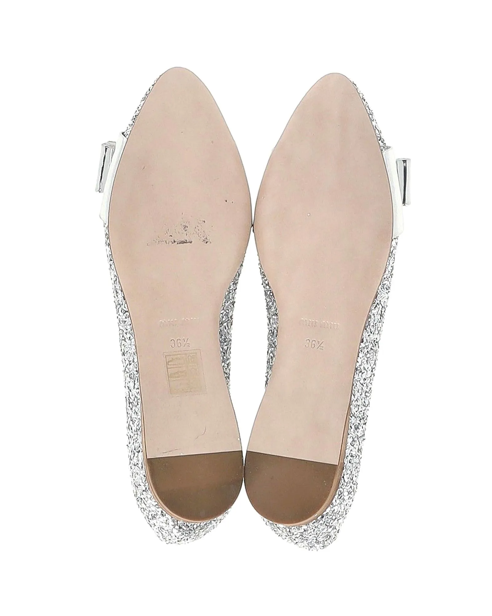 Glitter Bow Ballet Flats with Slip-On Style