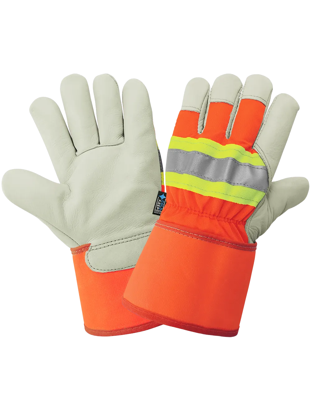 Global Glove High-Visibility Standard-Grade Cowhide Leather Insulated Gloves with Safety Cuff