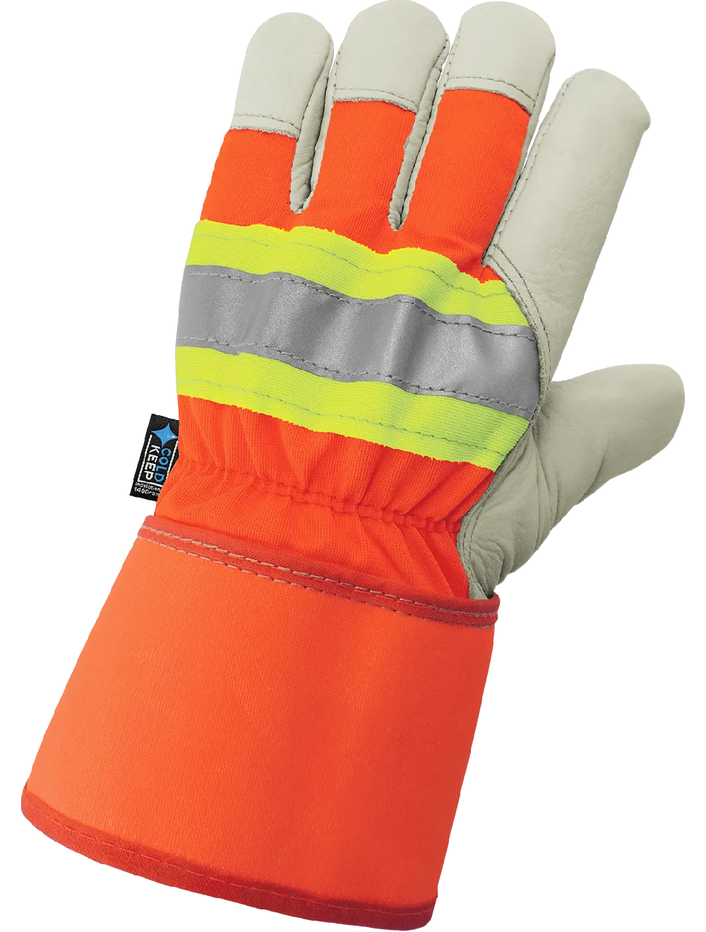 Global Glove High-Visibility Standard-Grade Cowhide Leather Insulated Gloves with Safety Cuff