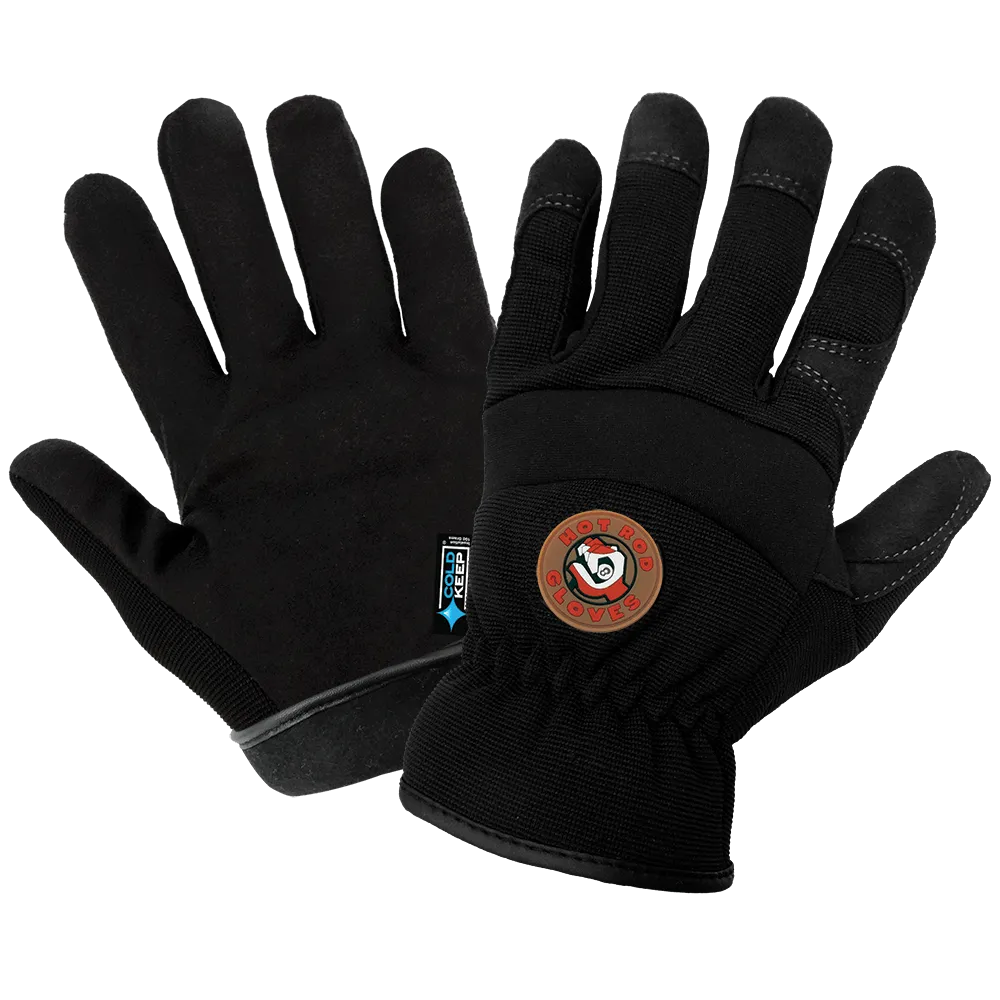 Global Glove Hot Rod Gloves Insulated, Synthetic Leather Palm Performance Gloves - Black