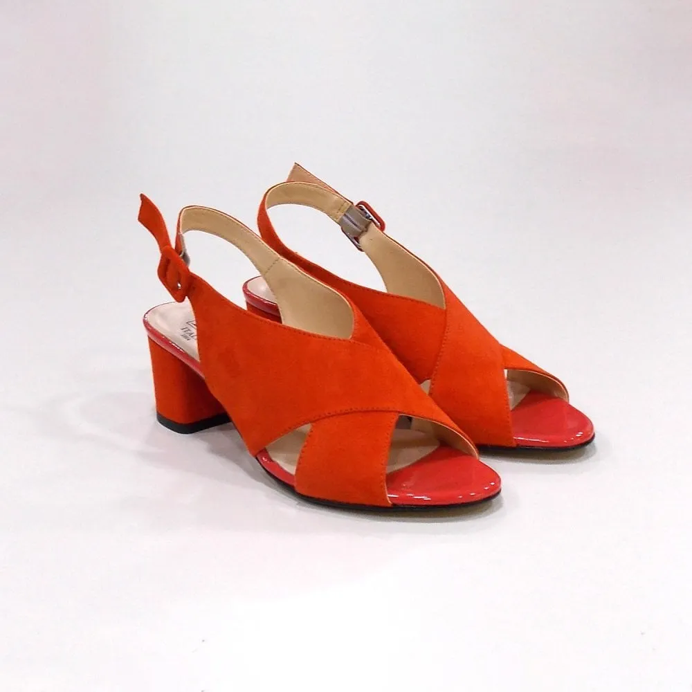 HB F2049 Orange Suede Heeled Sandals