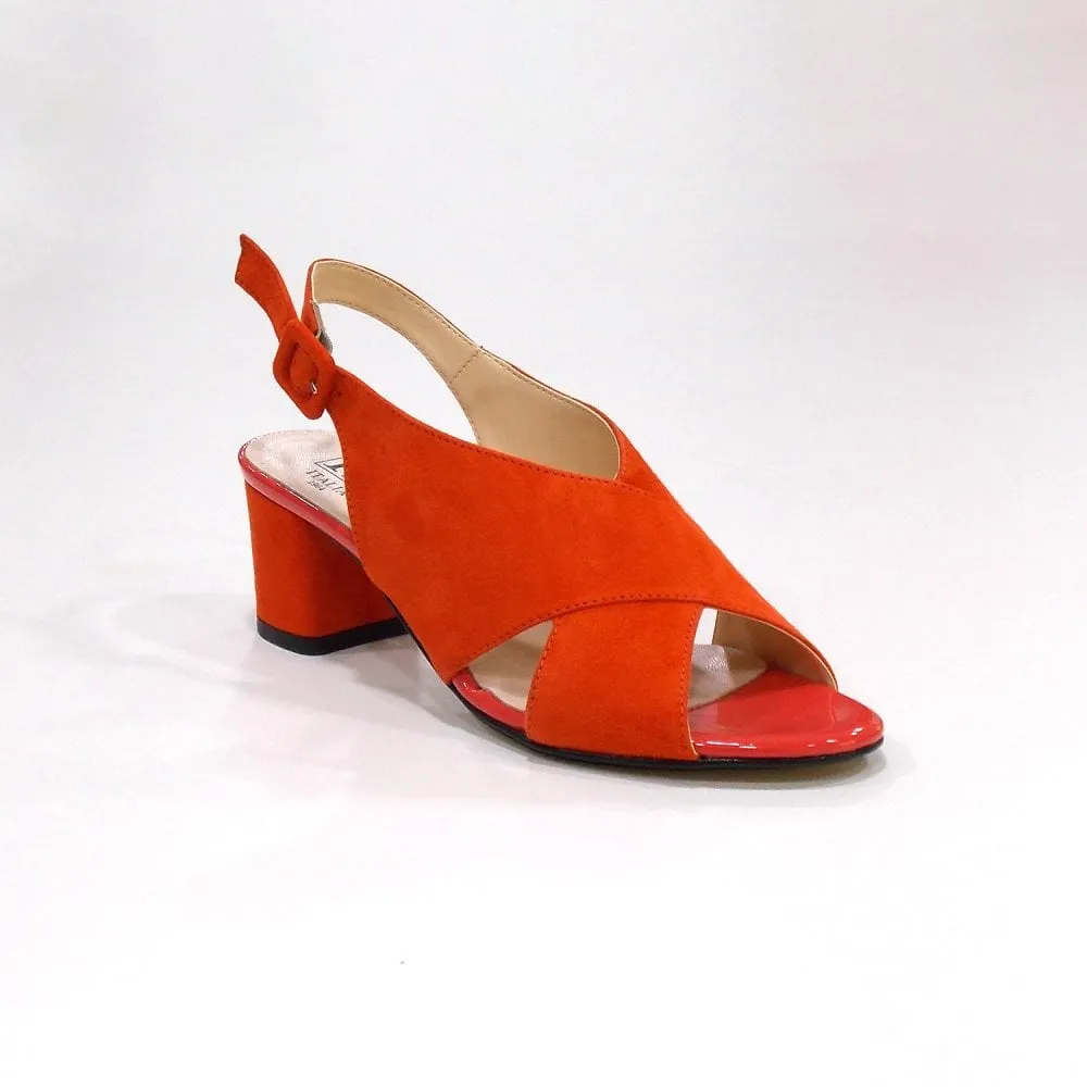 HB F2049 Orange Suede Heeled Sandals