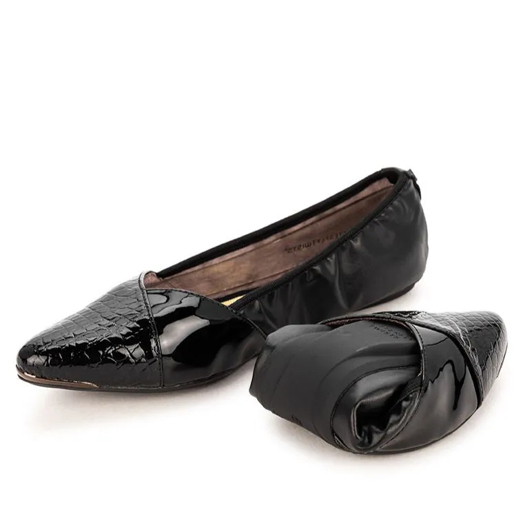 IVY Ballet Flat Shoes - Black Patent Croc