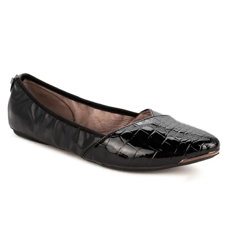 IVY Ballet Flat Shoes - Black Patent Croc