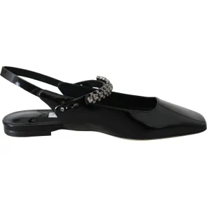 Jimmy Choo Elegant Black Patent Flats with Crystal Accent