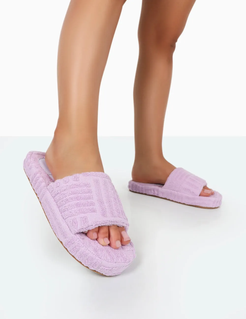 Juicy Lilac Terry Towelling Slider Slippers