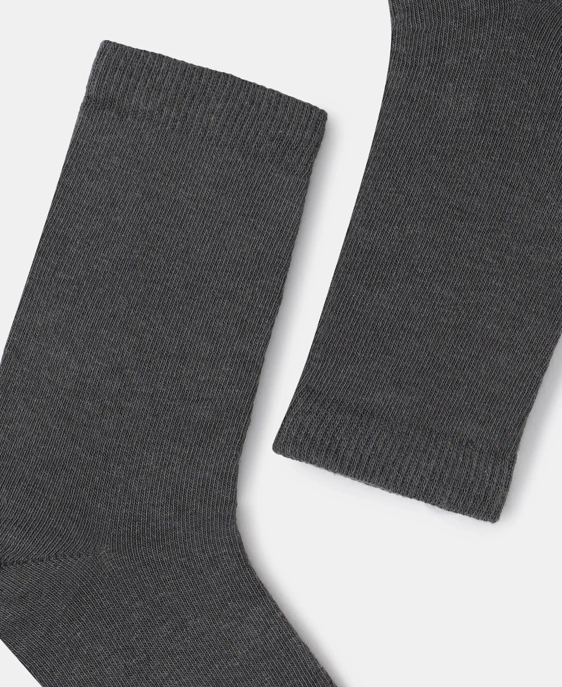 Kid's Compact Cotton Stretch Solid Calf Length Socks With StayFresh Treatment - Gun Metal