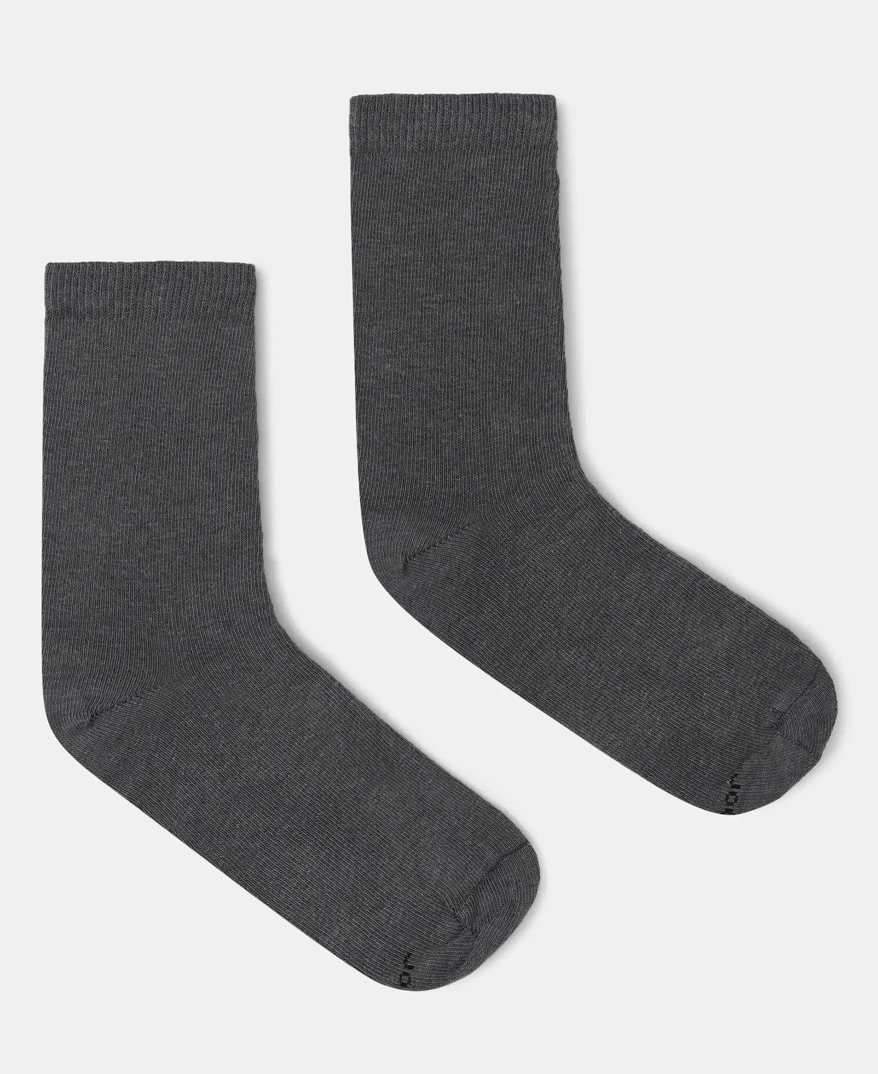 Kid's Compact Cotton Stretch Solid Calf Length Socks With StayFresh Treatment - Gun Metal