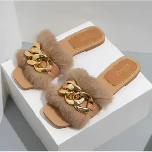 Ladies Square Toe Flat Slippers