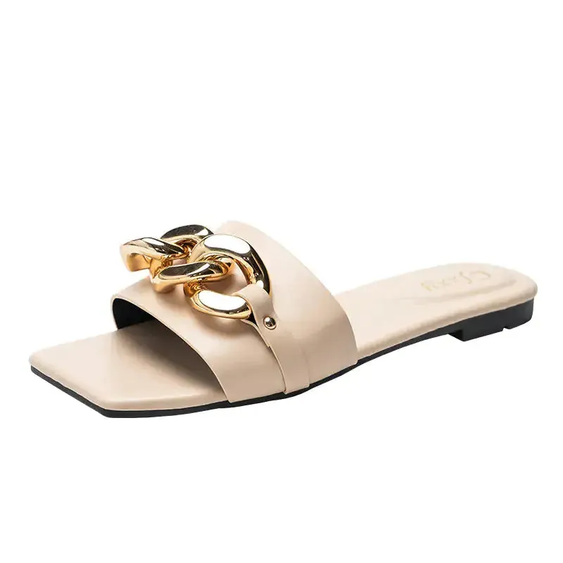 Ladies Square Toe Flat Slippers