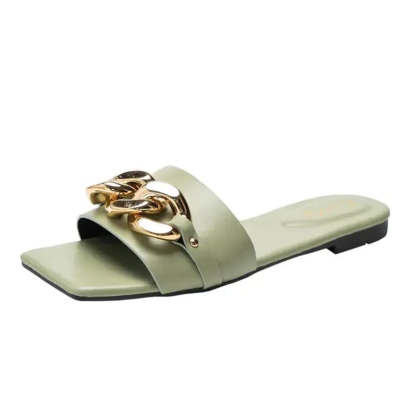 Ladies Square Toe Flat Slippers