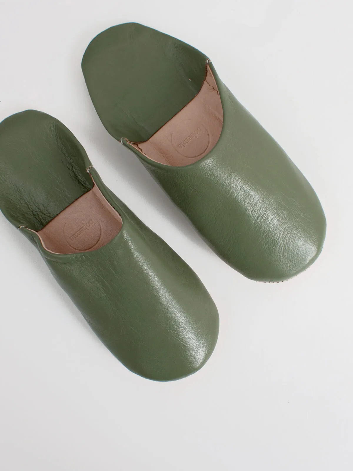 Moroccan Babouche Basic Slippers, Olive