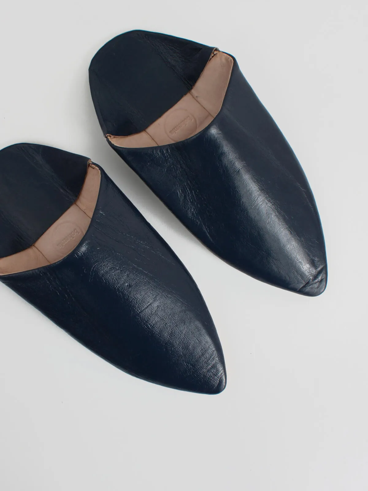 Moroccan Mens Pointed Babouche Slippers, Indigo