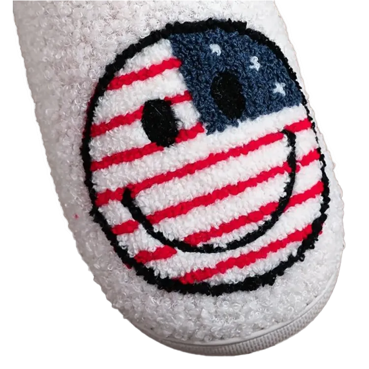 Patriotic Smiley Face Slippers