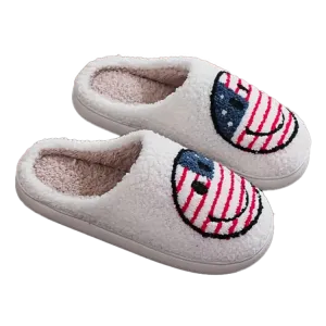 Patriotic Smiley Face Slippers