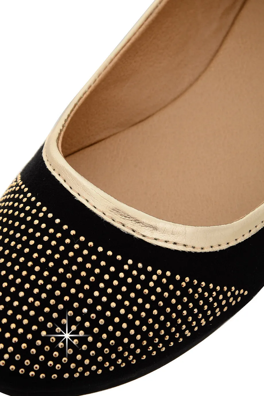 PRYIA Black Multi Studded Ballerinas